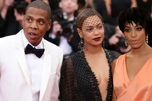 Photo composite of Jay-Z, Beyonce and Solange at the Met Gala